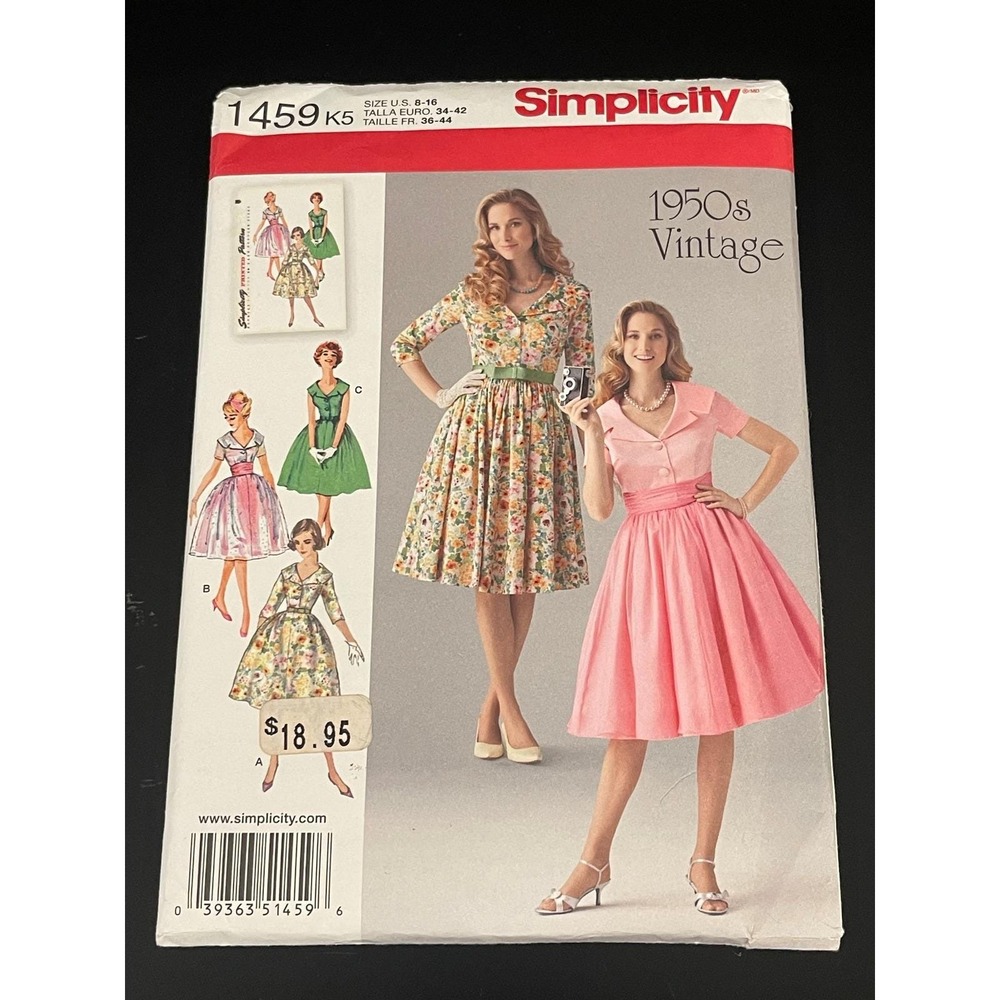 Simplicity 1459K5 Misses Petite 1950s Vintage‎ Dress Pattern Size 8-16 00164-2